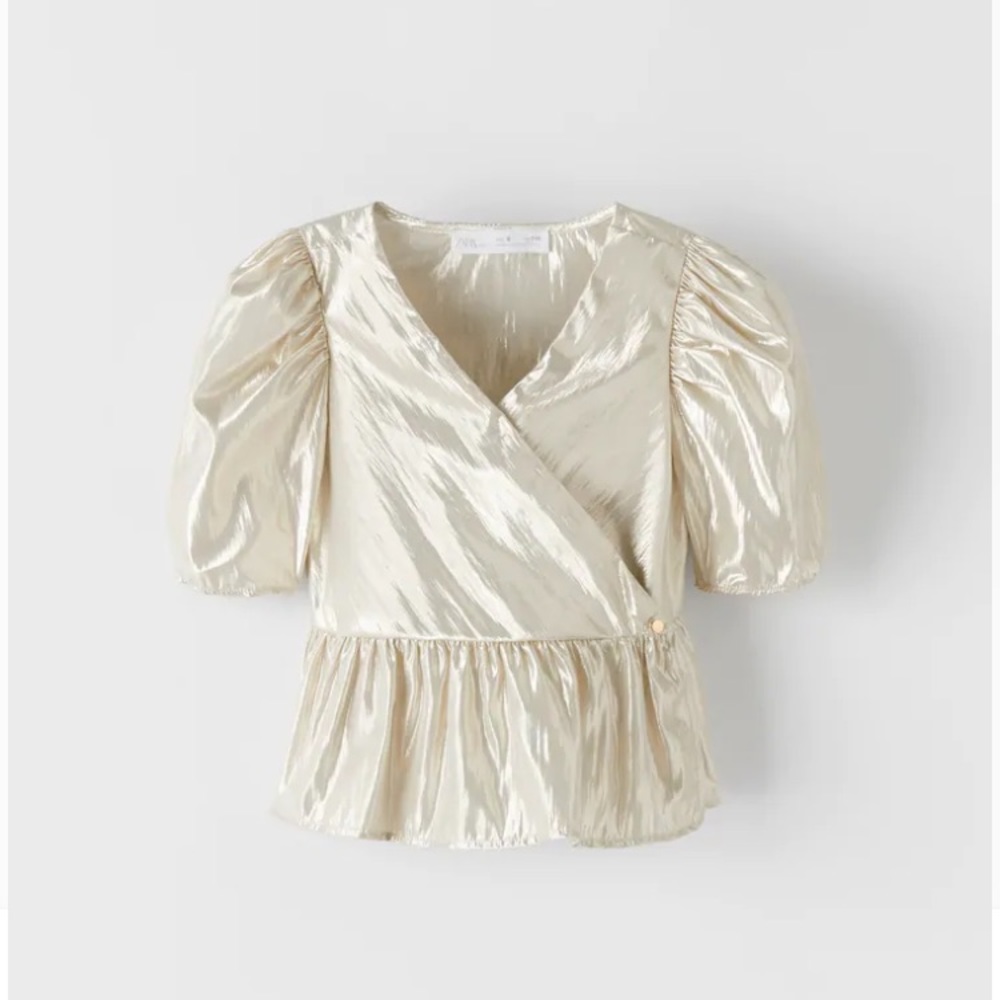 Zara Golden Wrap Blouse